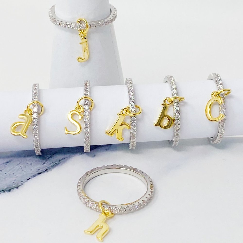 Dangle Initial Ring - Picture 3 of 5